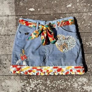 RARE Vintage one of a kind 70’s/80’s Wrangler Patchwork Denim mini skirt